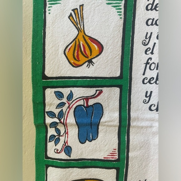 100% Cotton Vintage Tourist Trade Gazpacho Andaluz Spain Tea Towel Never Used - Picture 4 of 7